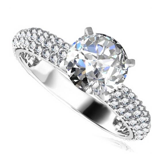 1.28ct VVS2/D Lab Grown Round Diamond Shoulder Set Ring in 18k White Gold