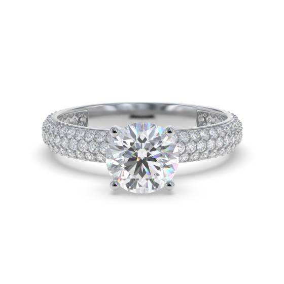 Three Row Vintage Round Diamond Ring