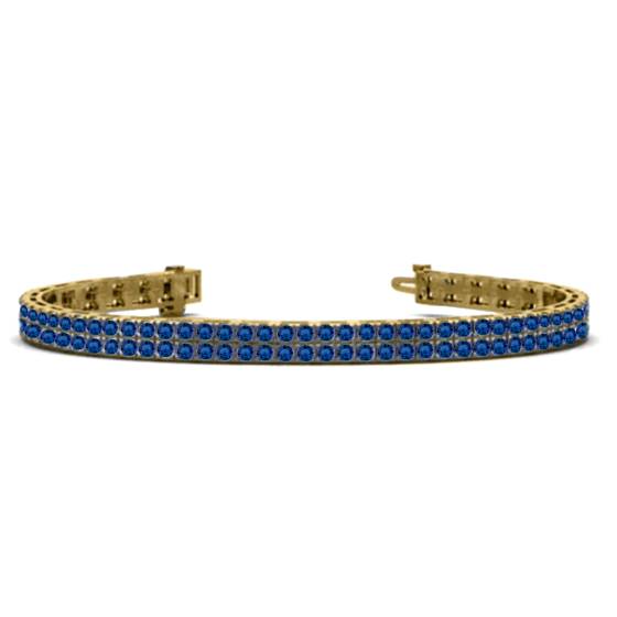 Mens Round Blue Sapphire Double Row Tennis Bracelet