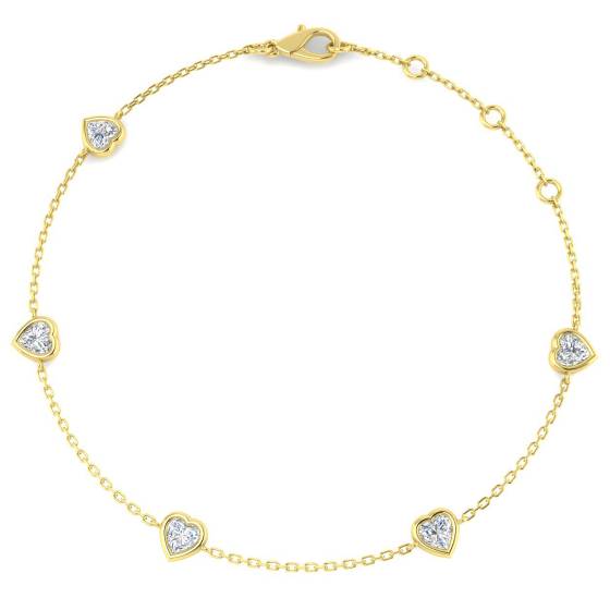 0.70ct VS/F-G Heart cut Lab Grown Natural Diamonds 7 Inches Designer Bracelet