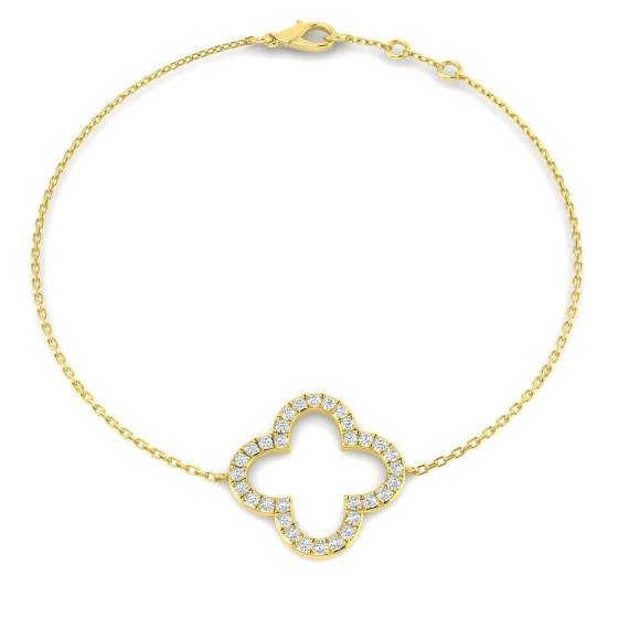 0.35ct VVS/D-E Round Cut Lab Grown Diamond 7.5Inches Clover Bracelet