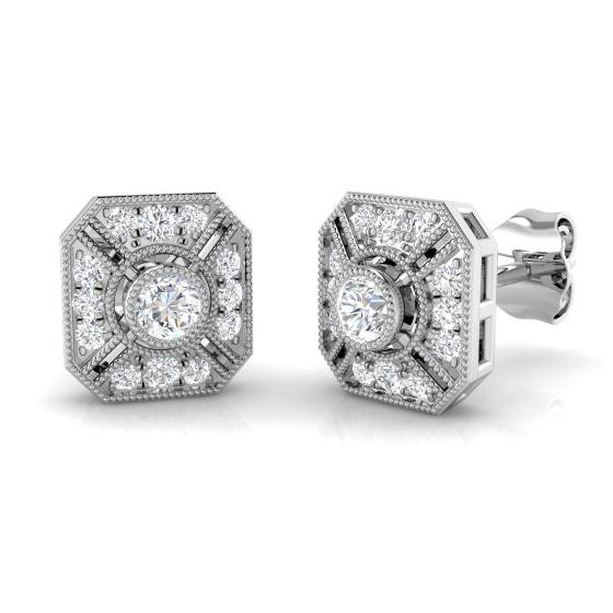 0.31ct VS/F-G Round cut Natural Diamonds Cluster Earrings