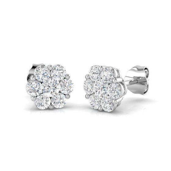 0.97ct VVS/E-F Round Cut Labgrown Diamond Designer Earrings