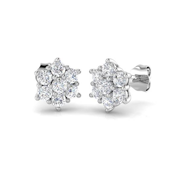 0.51ct SI/E-F Round cut Natural Diamonds Cluster Earrings