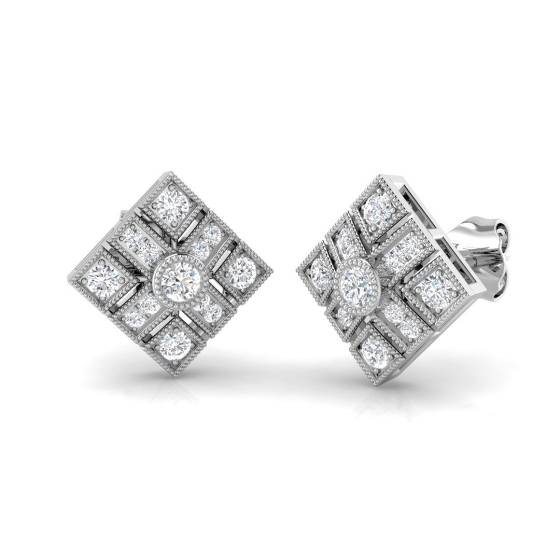 0.32ct VS/F-G Round cut Natural Diamonds Cluster Earrings