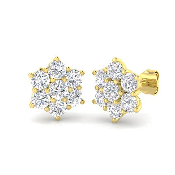 2.04ct VVS/D-E Round Cut Labgrown Diamond Cluster Star Earrings