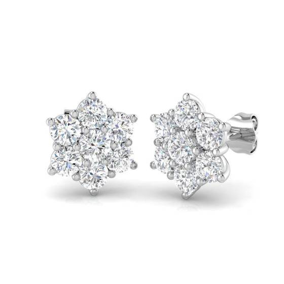 2.04ct VVS/E-F Round Cut Labgrown Diamond Starburst Cluster Earrings