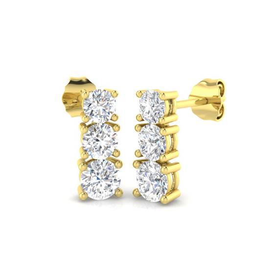 1.58ct VVS/D-E Round Cut Labgrown Diamond Graduating Trilogy Drop Earrings