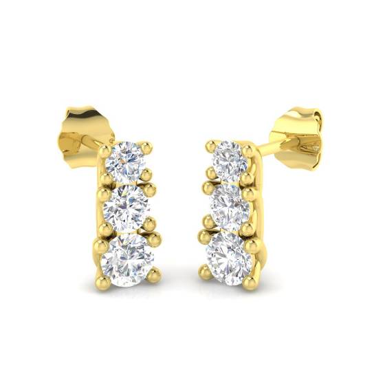 1.05ct VVS/D-E Round Cut Labgrown Diamond Graduating Trilogy Drop Earrings