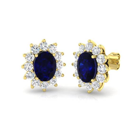 3.31ct Oval Cut Green Emerald Gemstone Halo Earrings
