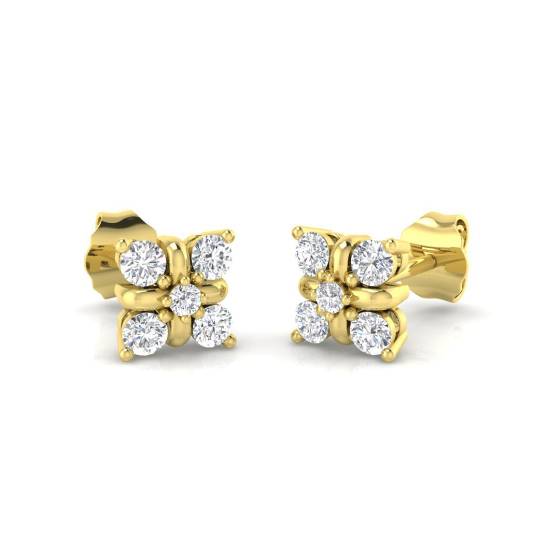 0.41ct SI/E-F Round cut Natural Diamonds Flower Earrings