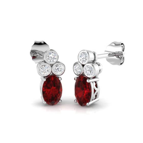 1.53ct VS/F-G Oval cut Ruby Gemstone Earrings