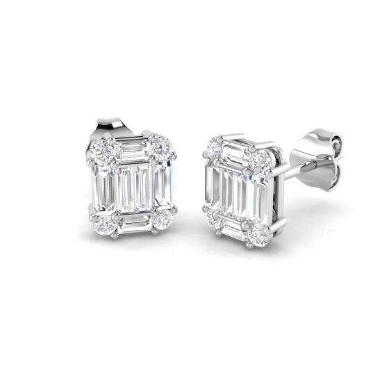 0.76ct SI/E-F Round cut Natural Diamonds Designer Earrings