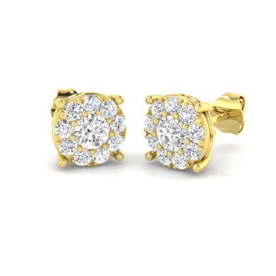 1.02ct VVS/D-E Round Cut Labgrown Diamond Cluster Earrings