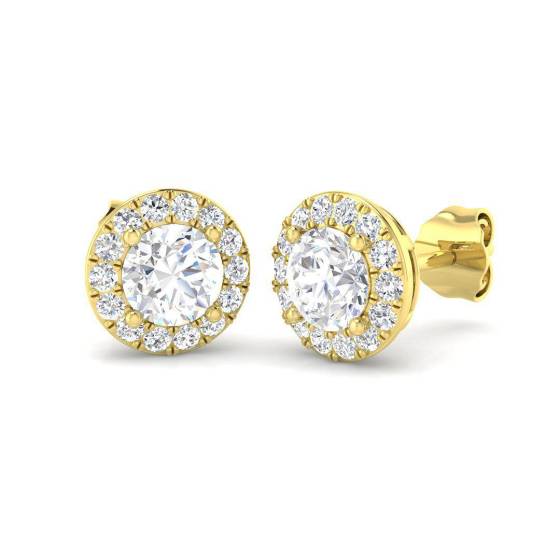 1.38ct VVS/D-E Round Cut Labgrown Diamond Halo Earrings
