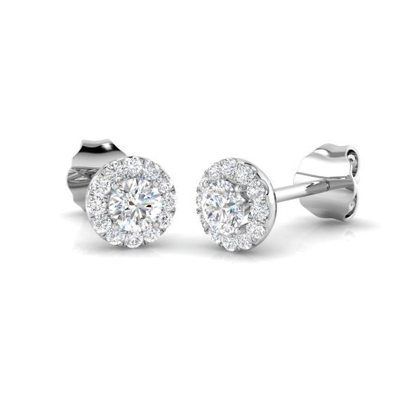 1.25ct VS/F Round cut Natural Diamonds Halo Earrings