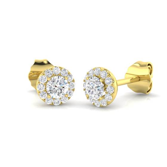 0.57ct SI/E-F Round cut Natural Diamonds Halo Earrings