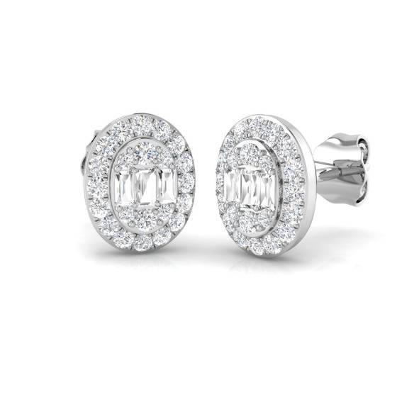 0.45ct VS/F Round cut Natural Diamonds Cluster Earrings