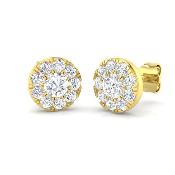 0.91ct VS/F-G Round cut Natural Diamonds Cluster Earrings