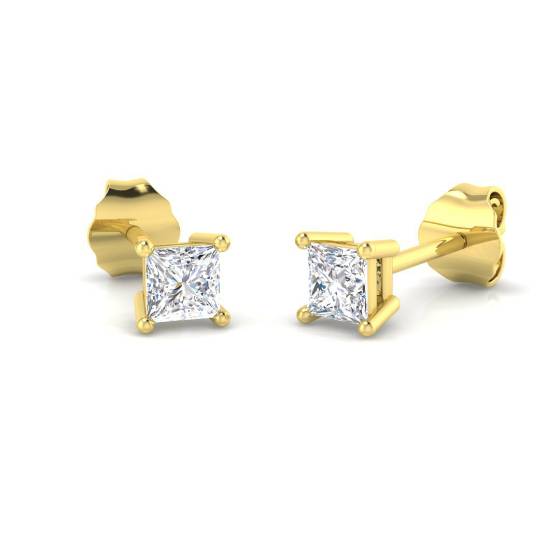 0.50ct SI/E-F Princess cut Natural Diamonds Stud Earrings
