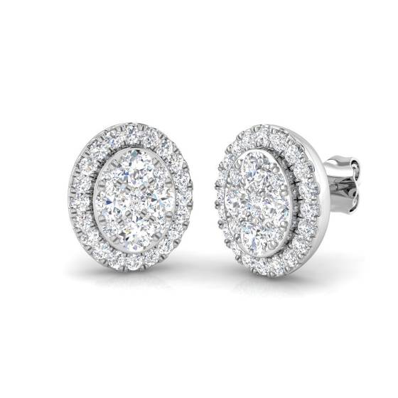 1.21ct SI/F-G Round cut Natural Diamonds Cluster Earrings