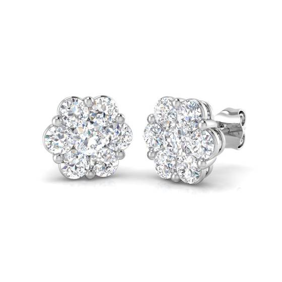 1.98ct VVS/D-E Round Cut Labgrown Diamond Cluster Star Earrings