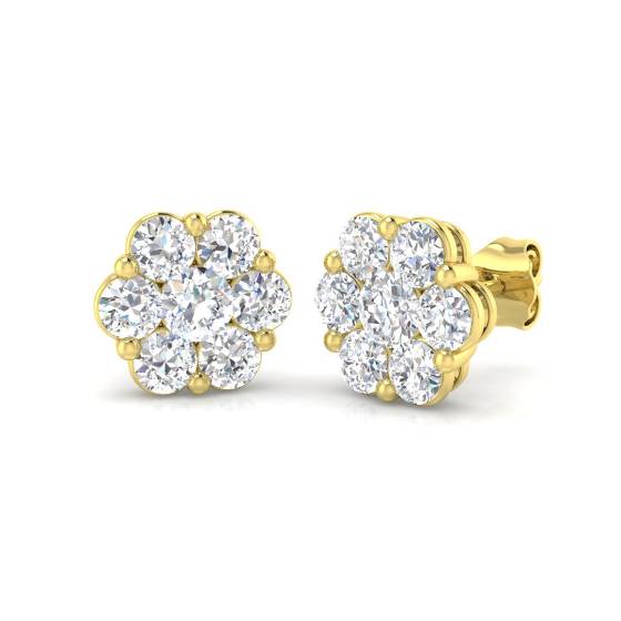 1.98ct VVS/D-E Round Cut Labgrown Diamond Cluster Star Earrings