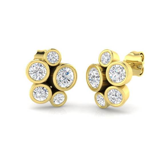 1.13ct VVS/E-F Round Cut Labgrown Rubover Bubble Earrings