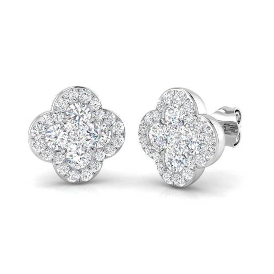 1.60ct VVS/D-E Round Cut Lab Grown Diamond Cluster Earrings