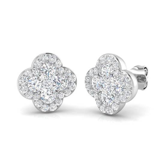 1.60ct VVS/D-E Round Cut Labgrown Diamond Cluster Earrings