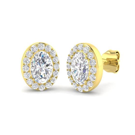 1.36ct VVS/D-E Oval Cut Labgrown Diamond Halo Earrings