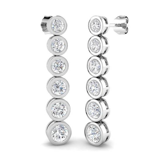 3.10ct VVS/D-E Round Cut Labgrown Diamond Graduating Rubover Earrings