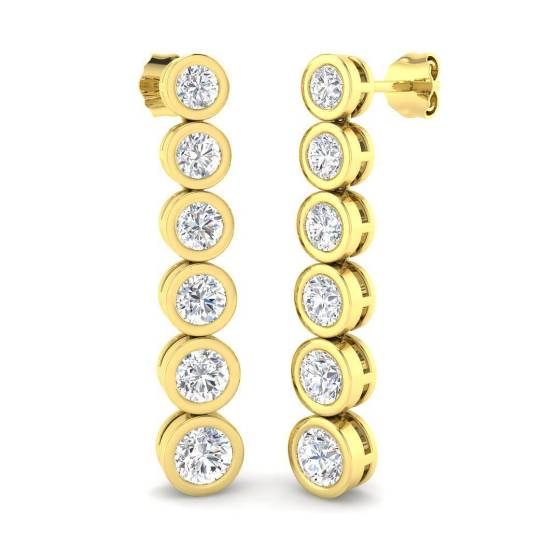 3.10ct VVS/D-E Round Cut Labgrown Diamond Graduating Rubover Earrings
