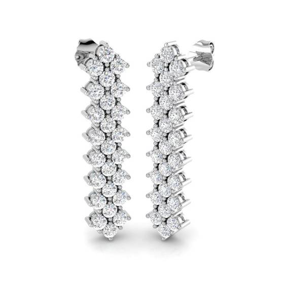 2.88ct VVS/E-F Round Cut Labgrown Diamond Drop Earrings