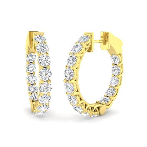 2.96ct VS/E-F Round Cut Labgrown Diamond Hoop Earrings