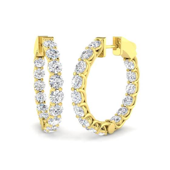 3.93ct VVS/E-F Round Cut Labgrown Diamond Hoop Earrings