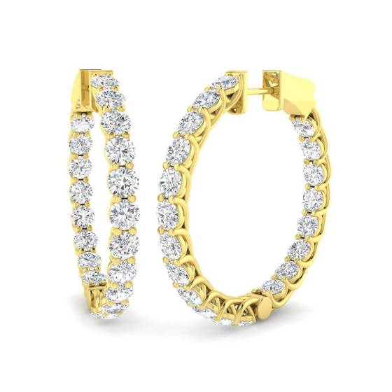 4.90ct VS/E-F Round Cut Labgrown Diamond Hoop Earrings