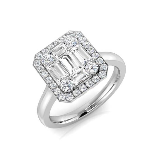 1.00ct VS/E-F Round Cut Natural Diamond Cluster Ring