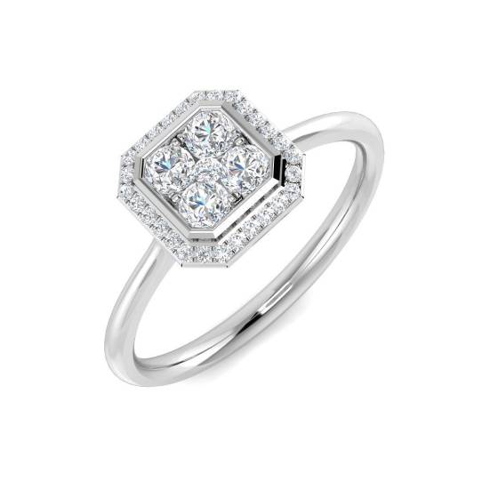 0.28ct VS/E-F Round Cut Natural Diamond Cluster Ring