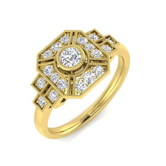 0.42ct VS/E-F Round cut Natural Diamonds Cluster Ring