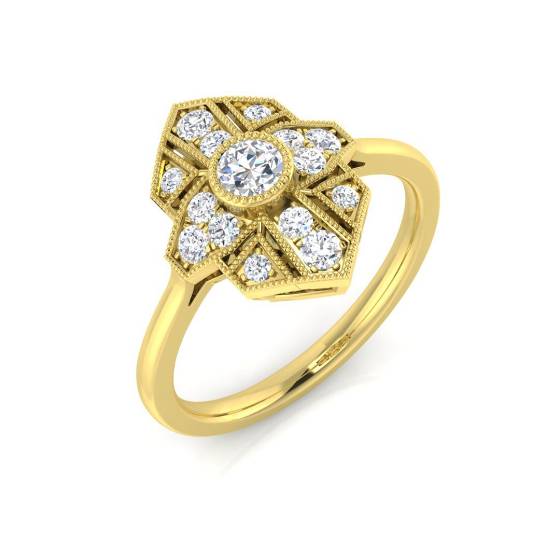 0.35ct VS/E-F Round cut Natural Diamonds Cluster Art Deco Ring