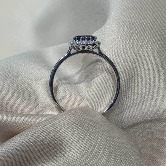 1.00ct VS/E-F Round Cut Amethyst Gemstone Halo Ring