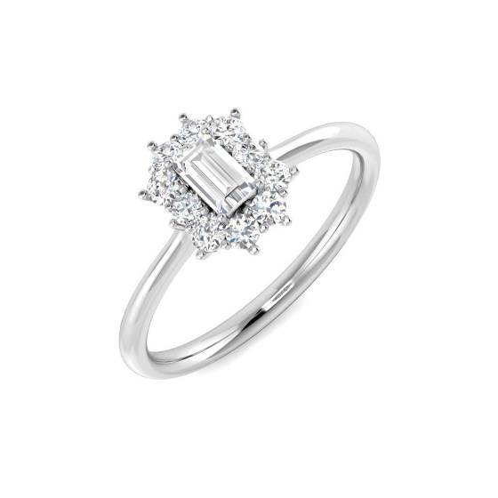 0.35ct VS/E-F Baguette Cut Natural Diamond Cluster Ring