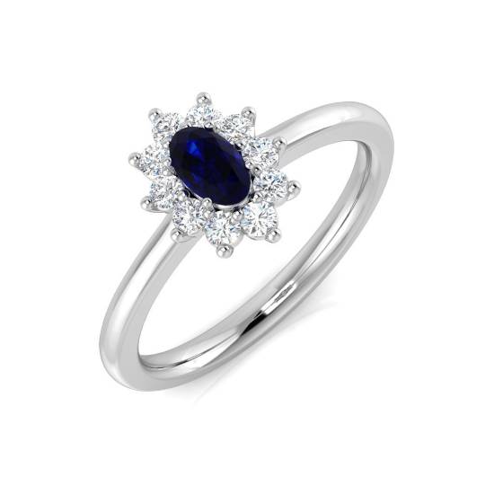 0.49ct VS/F-G Oval cut Blue Sapphire Gemstone Ring