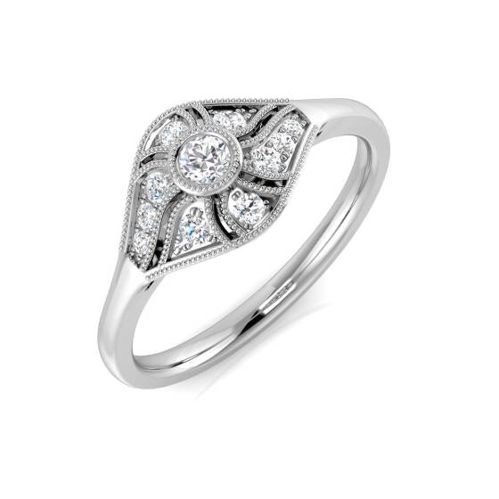 0.18ct VS/E-F Round Cut Natural Diamond Cluster Ring