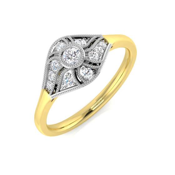 0.18ct VS/E-F Round cut Natural Diamonds Art Deco Cluster Ring