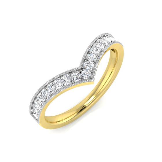 0.26ct VS/F-G Round cut Natural Diamonds Milgrain Edged Grain Set Wishbone Ring