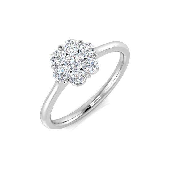 0.47ct VS/E-F Round cut Natural Diamonds Flower Cluster Ring