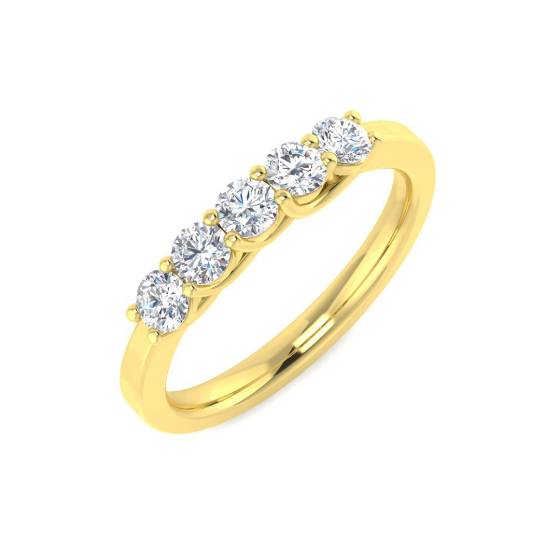 0.50ct VS/E-F Round cut Natural Diamonds 5 Stone Ring