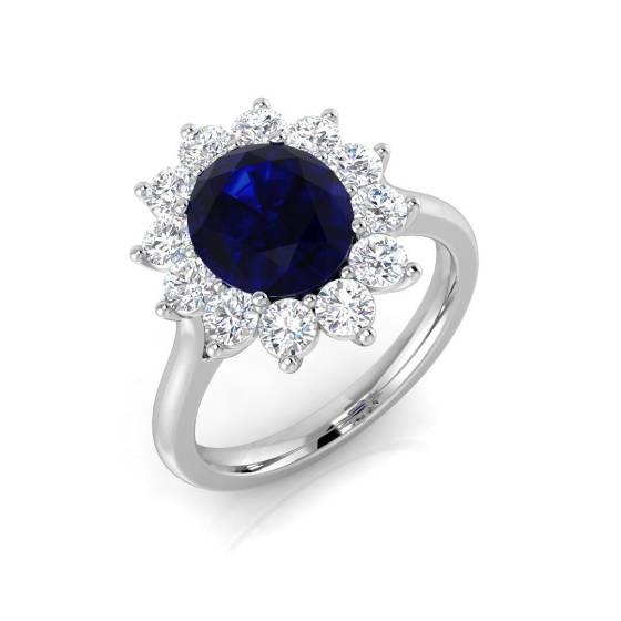 3.43ct VVS/E-F Oval Cut Blue Sapphire Gemstone and Labgrown Diamonds Halo Ring